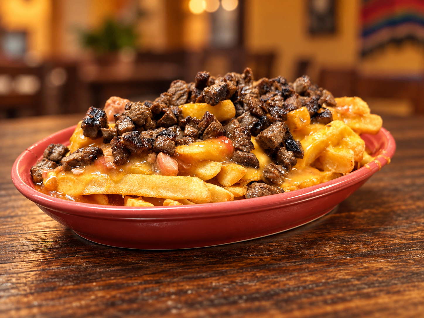 Asada fries piled high with grilled steak and melted cheese at El Torito Mexican Grill